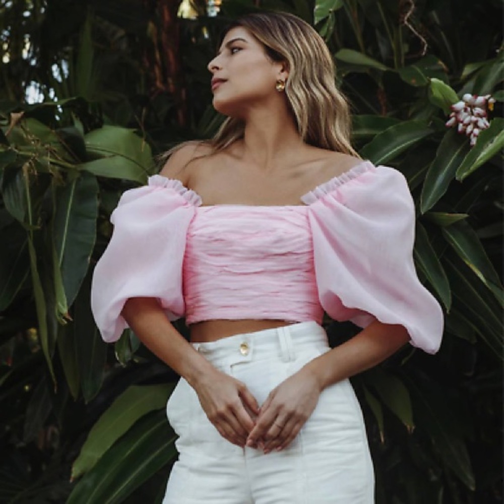 Aje Myriad Puff Sleeve Crop Top NWT